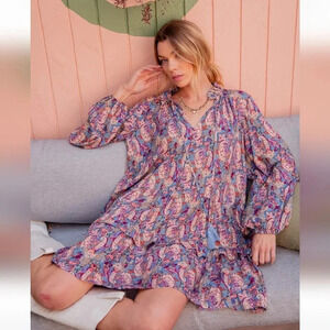 New! Easel Paisley Printed Challis Dress
